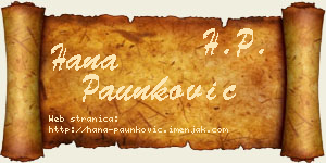 Hana Paunković vizit kartica